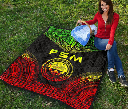 Federated States Of Micronesia Premium Quilt - FSM Seal Polynesian Chief Reggae Version