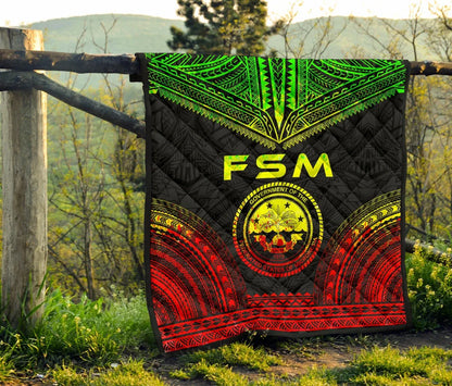Federated States Of Micronesia Premium Quilt - FSM Seal Polynesian Chief Reggae Version