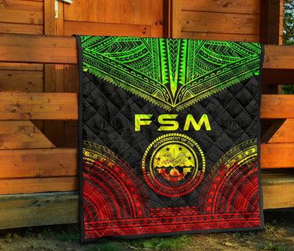 Federated States Of Micronesia Premium Quilt - FSM Seal Polynesian Chief Reggae Version