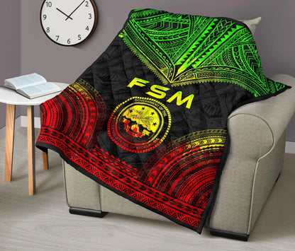 Federated States Of Micronesia Premium Quilt - FSM Seal Polynesian Chief Reggae Version