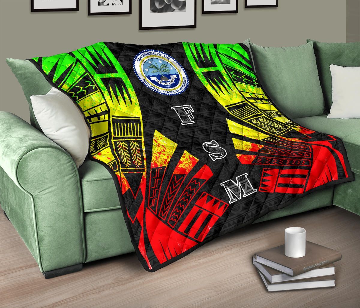 Federated States Of Micronesia Premium Quilt - Federated States Of Micronesia Seal Polynesian Reggae Tattoo