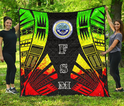 Federated States Of Micronesia Premium Quilt - Federated States Of Micronesia Seal Polynesian Reggae Tattoo