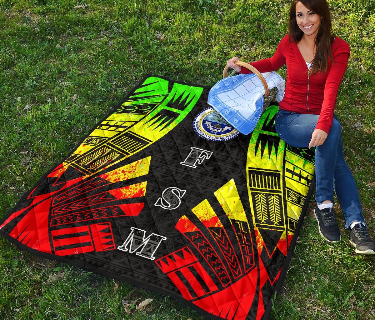 Federated States Of Micronesia Premium Quilt - Federated States Of Micronesia Seal Polynesian Reggae Tattoo