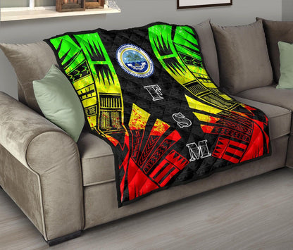 Federated States Of Micronesia Premium Quilt - Federated States Of Micronesia Seal Polynesian Reggae Tattoo