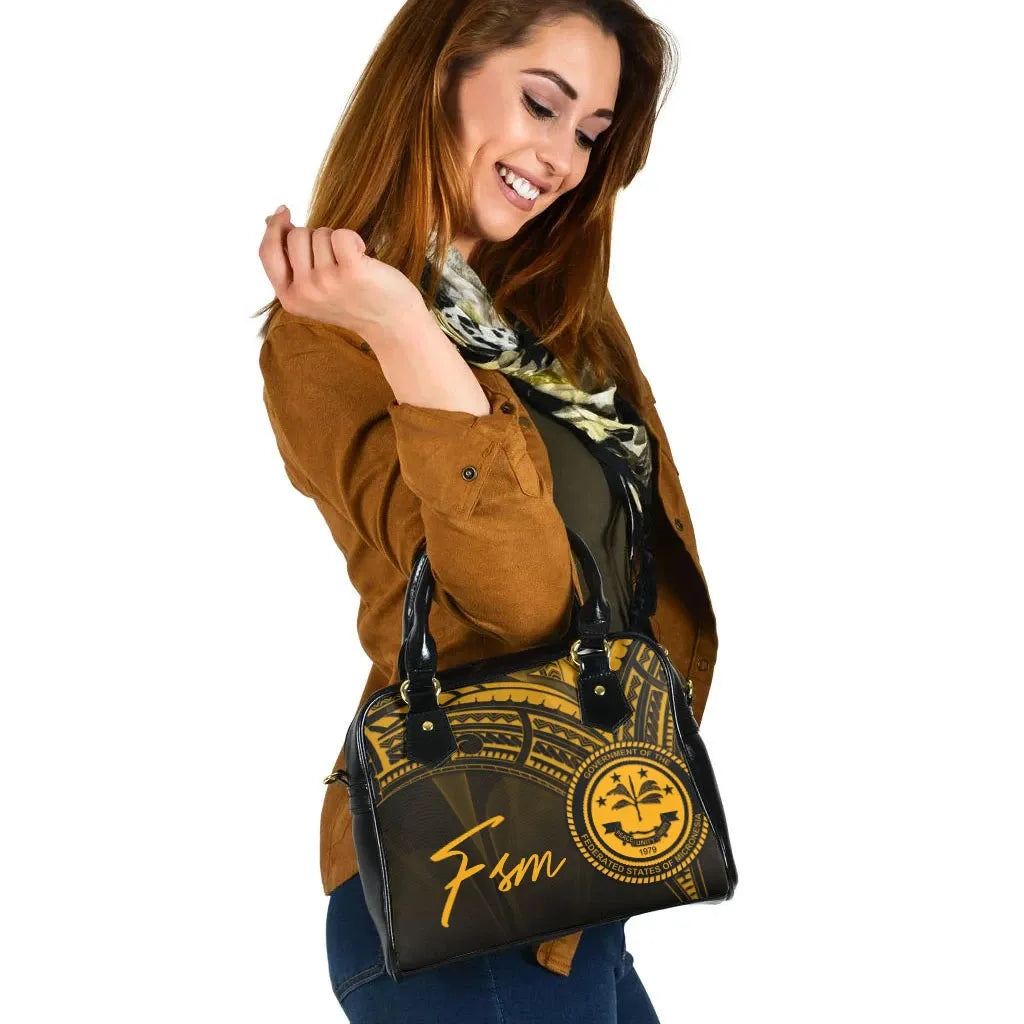 Federated States Of Micronesia Shoulder Handbag - Cross Style Gold Color