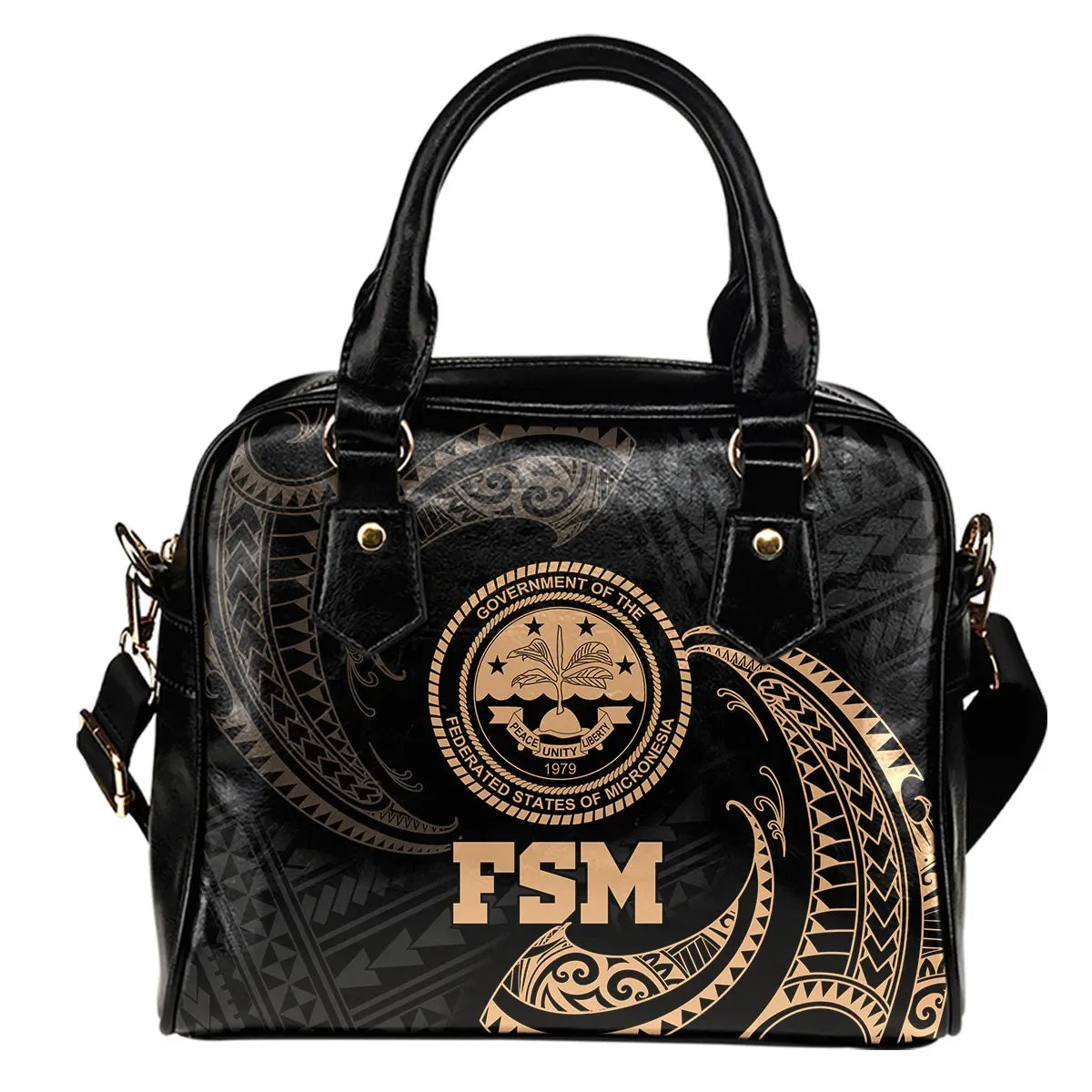 Federated States Of Micronesia Shoulder Handbag - Gold Tribal Wave
