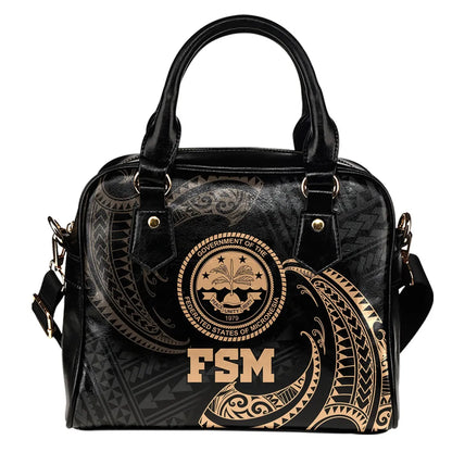 Federated States Of Micronesia Shoulder Handbag - Gold Tribal Wave