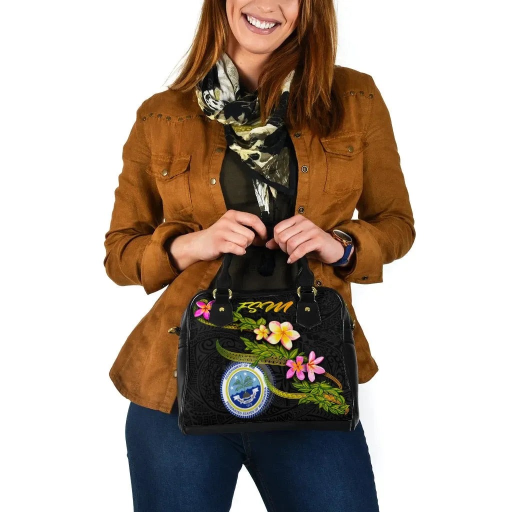 Federated States Of Micronesia Shoulder Handbag - Plumeria Tribal