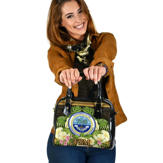 Federated States Of Micronesia Shoulder Handbag - Polynesian Gold Patterns Collection