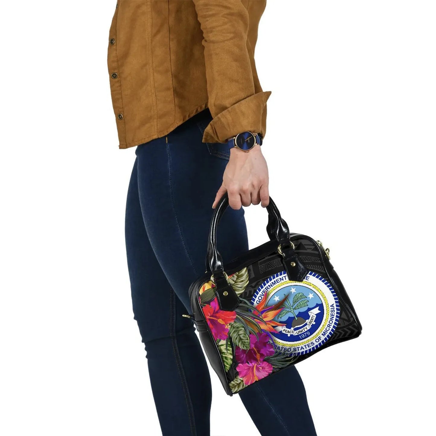 Federated States Of Micronesia Shoulder Handbag - Polynesian Hibiscus Pattern