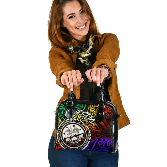Federated States Of Micronesia Shoulder Handbag - Rainbow Polynesian Pattern