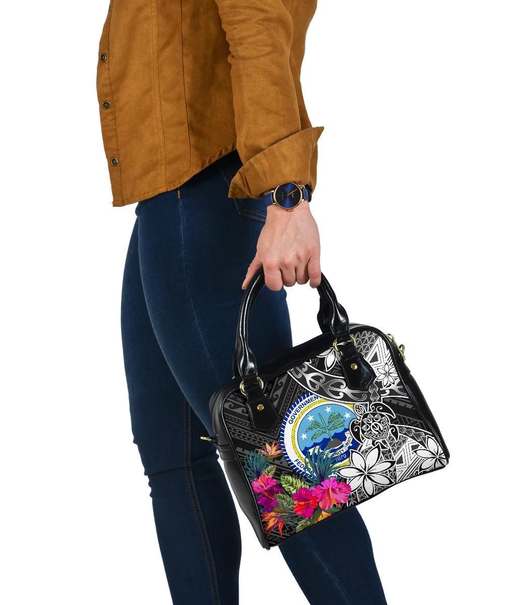 Federated States Of Micronesia Shoulder Handbag - Turtle Plumeria Banana Leaf