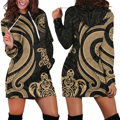 Federated States of Micronesia Female Hoodie Dress - Gold Tentacle Turtle