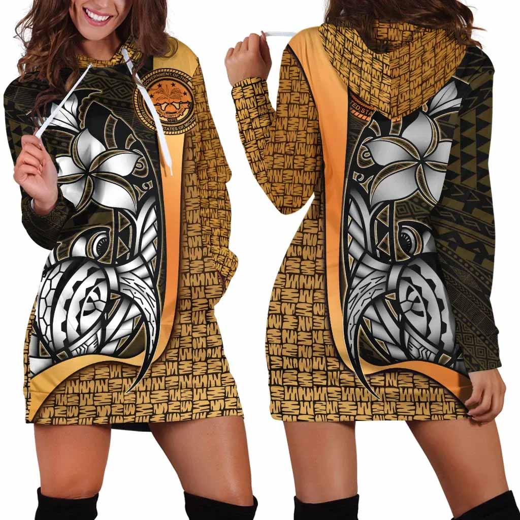 Federated States of Micronesia Female Hoodie Dress Gold - Turtle With Hook