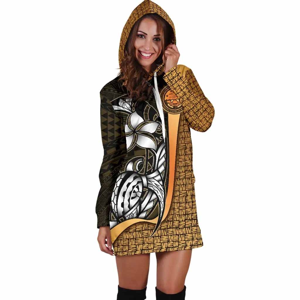 Federated States of Micronesia Female Hoodie Dress Gold - Turtle With Hook