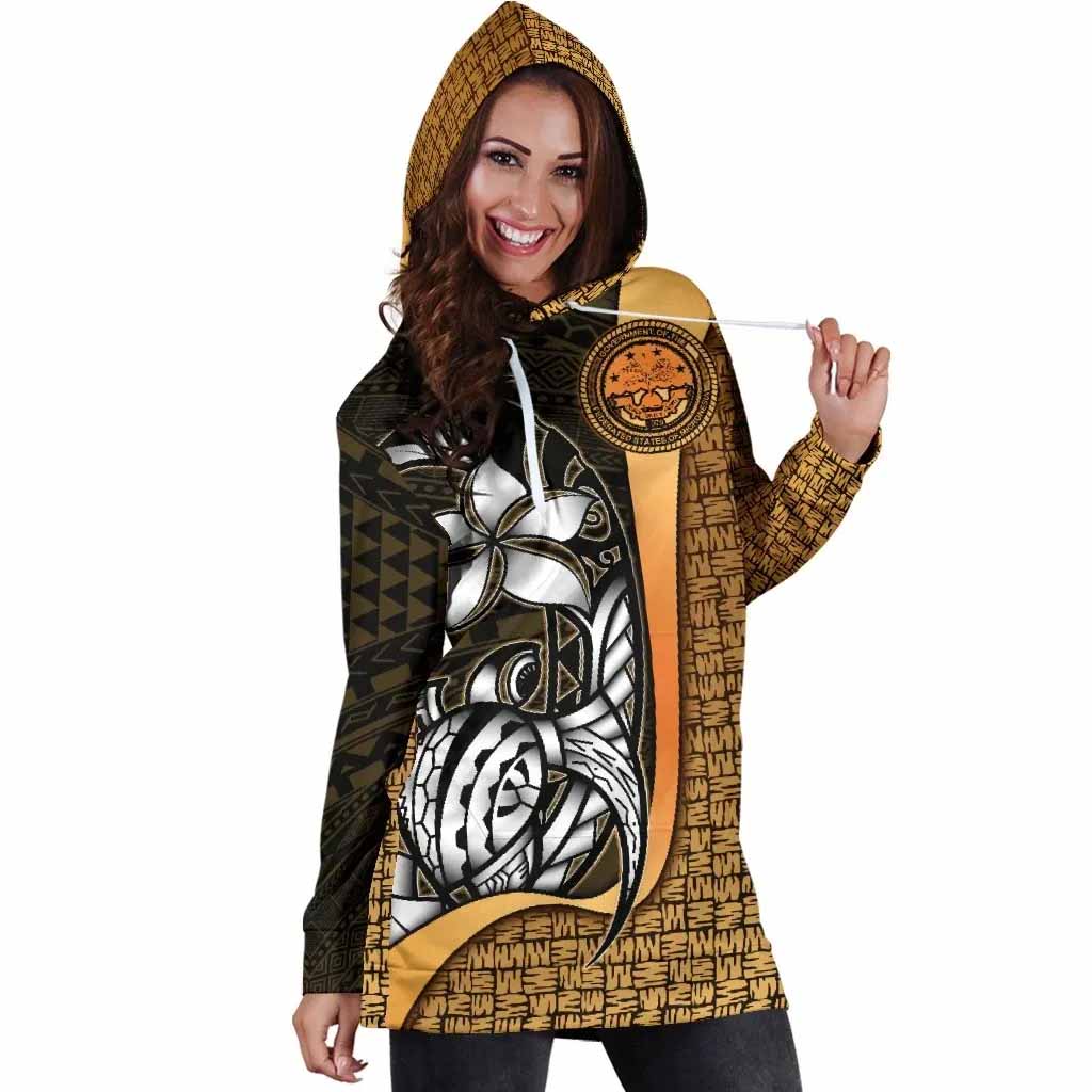 Federated States of Micronesia Female Hoodie Dress Gold - Turtle With Hook