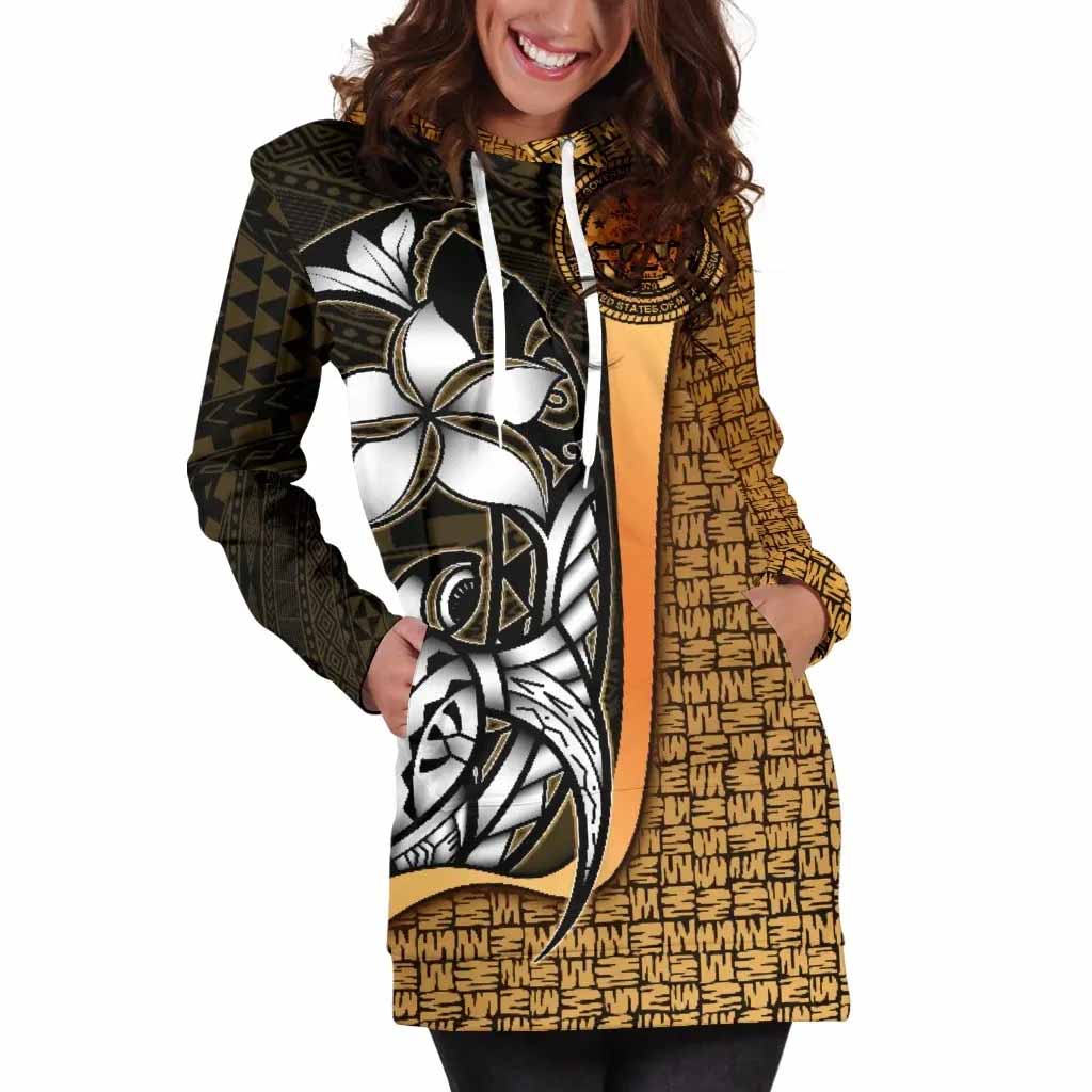 Federated States of Micronesia Female Hoodie Dress Gold - Turtle With Hook