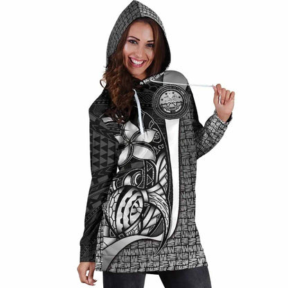 Federated States of Micronesia Female Hoodie Dress White - Turtle With Hook