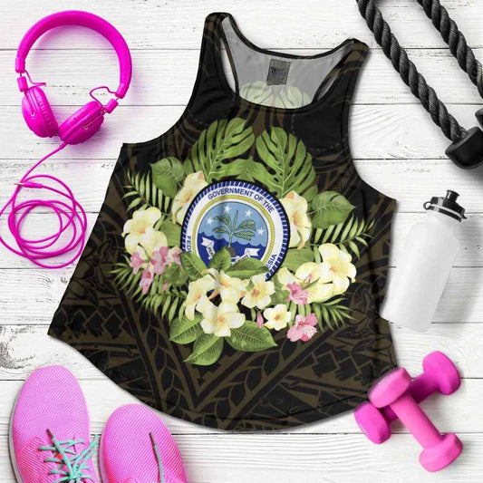 Federated States of Micronesia Women Racerback Tank - Polynesian Gold Patterns Collection
