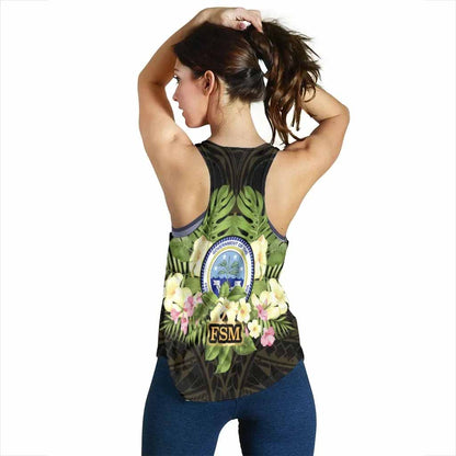 Federated States of Micronesia Women Racerback Tank - Polynesian Gold Patterns Collection