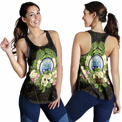 Federated States of Micronesia Women Racerback Tank - Polynesian Gold Patterns Collection