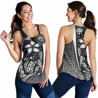Federated States of Micronesia Women Racerback Tank White - Turtle With Hook