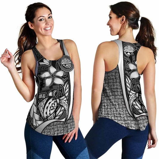 Federated States of Micronesia Women Racerback Tank White - Turtle With Hook