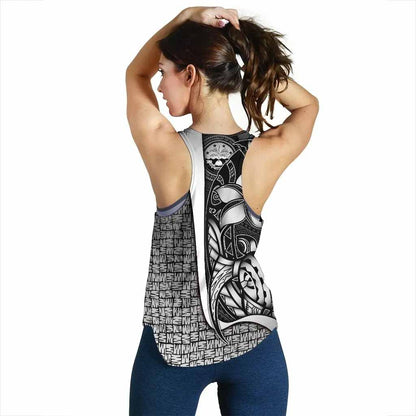 Federated States of Micronesia Women Racerback Tank White - Turtle With Hook