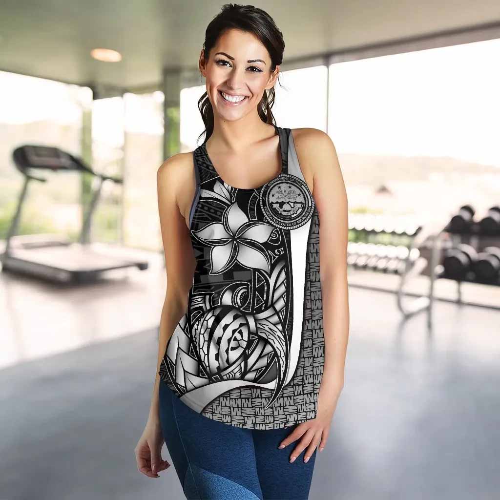 Federated States of Micronesia Women Racerback Tank White - Turtle With Hook
