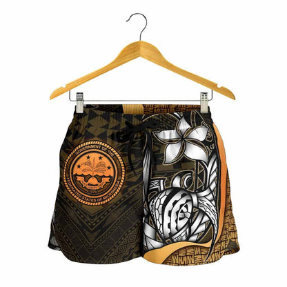 Federated States of Micronesia Women Shorts Gold - Turtle With Hook