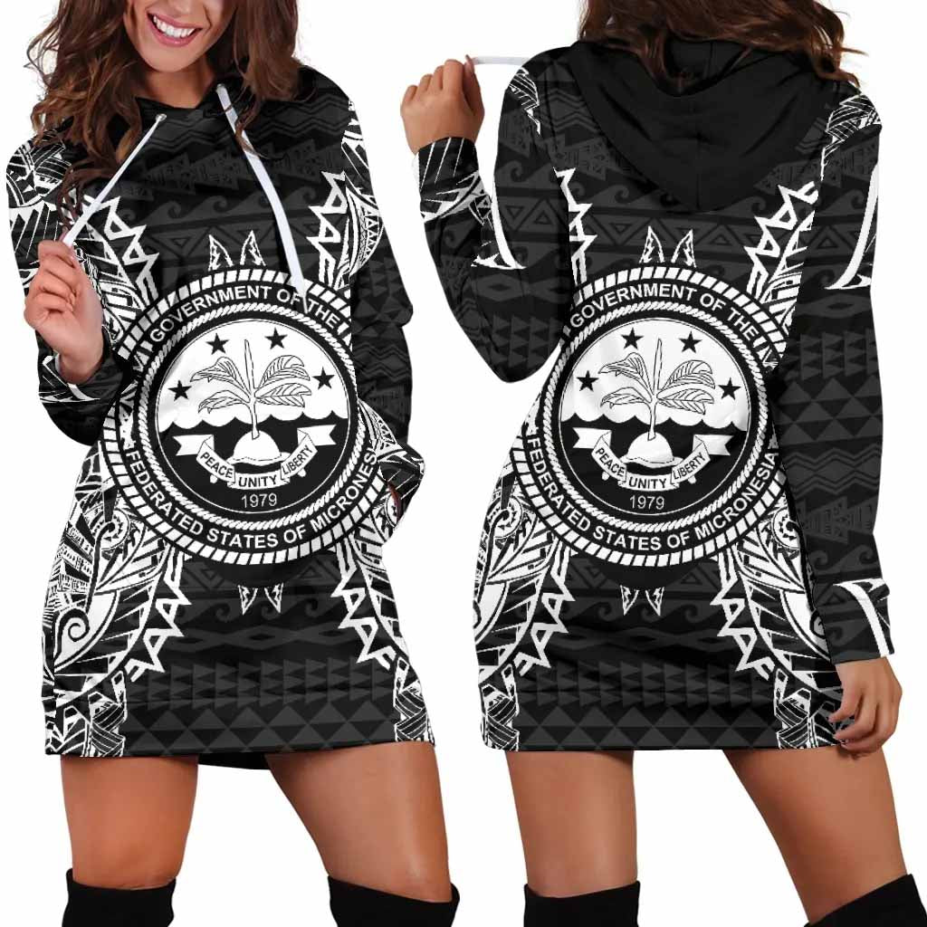 Federated States Of Micronesian Hoodie Dress Map Black