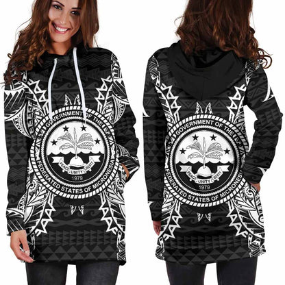 Federated States Of Micronesian Hoodie Dress Map Black