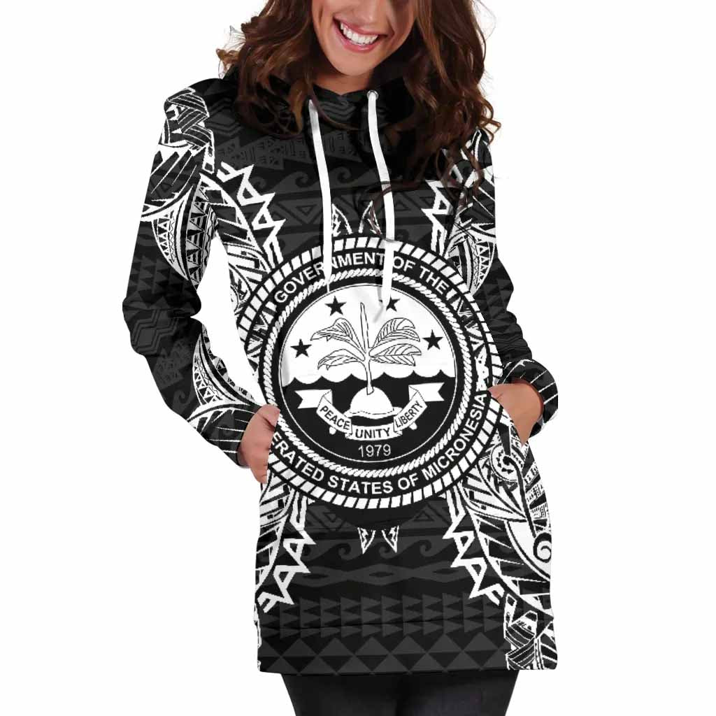 Federated States Of Micronesian Hoodie Dress Map Black