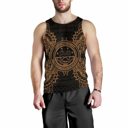 Federated States Of Micronesian Polynesian Men Tank Top Map Gold