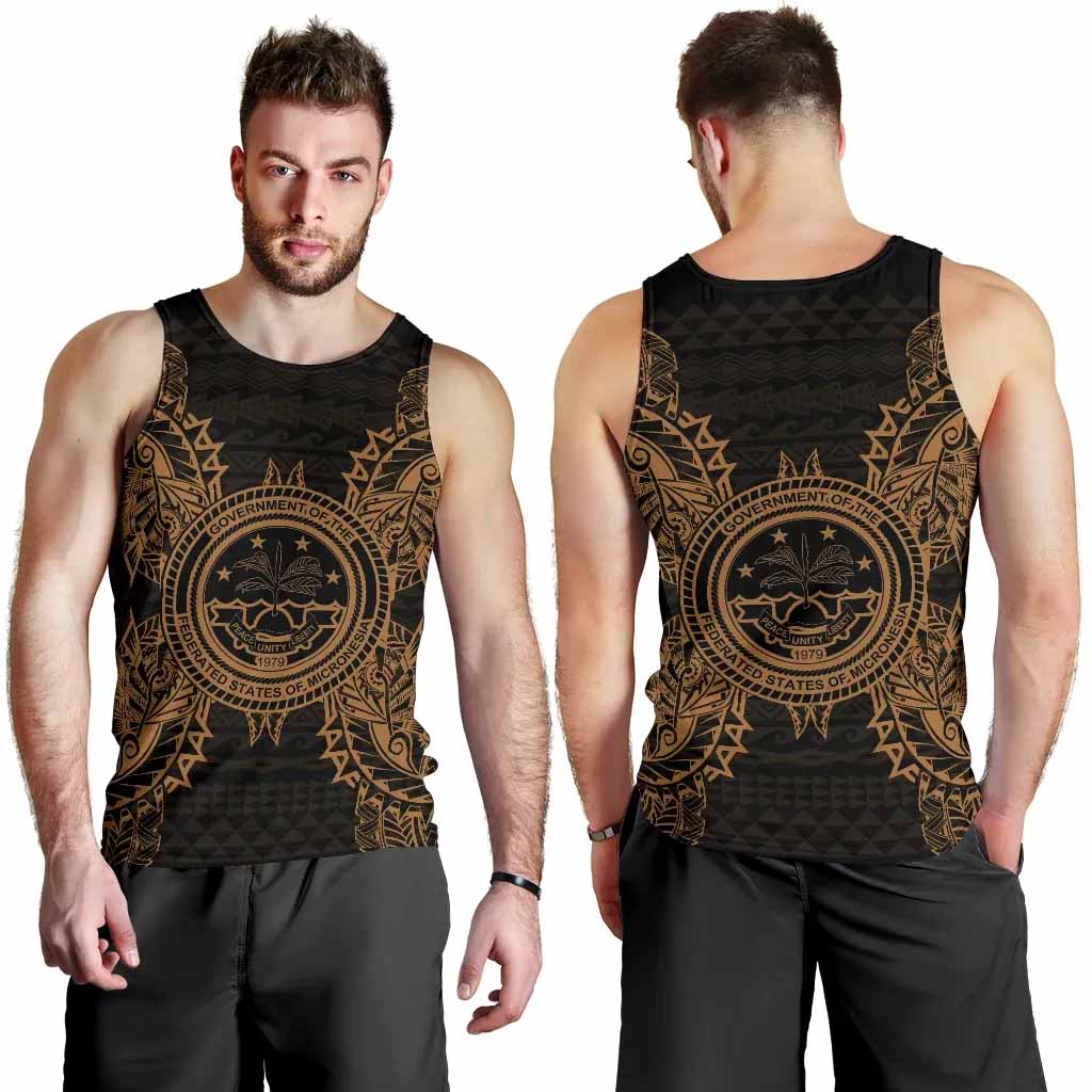 Federated States Of Micronesian Polynesian Men Tank Top Map Gold