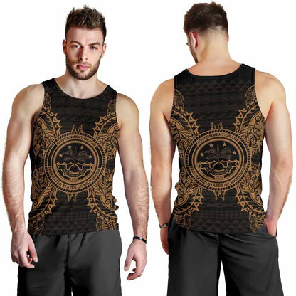 Federated States Of Micronesian Polynesian Men Tank Top Map Gold