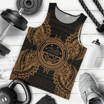 Federated States Of Micronesian Polynesian Men Tank Top Map Gold