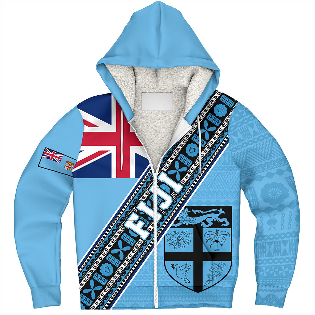Fiji Sherpa Hoodie Flag And Coat Of Arms