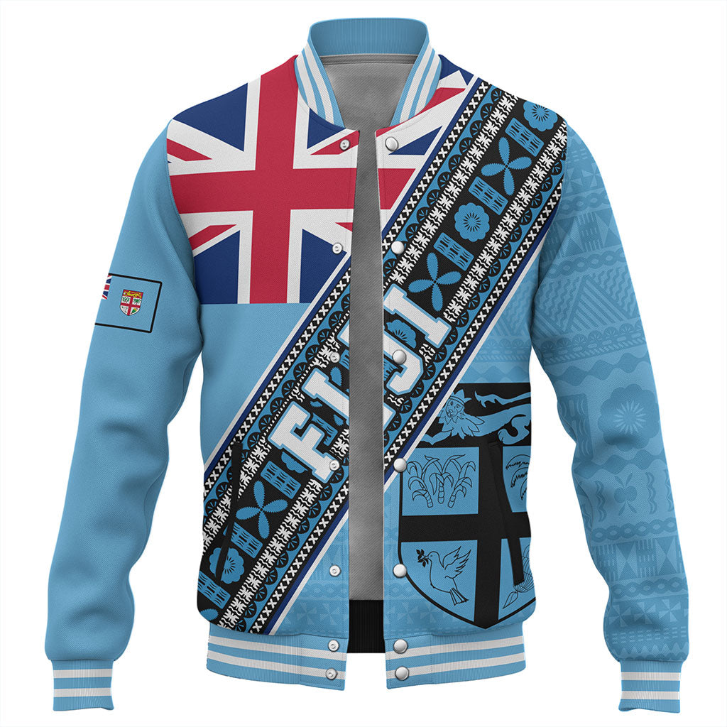 Fiji Baseball Jacket Flag And Coat Of Arms