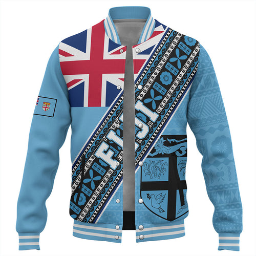 Fiji Baseball Jacket Flag And Coat Of Arms