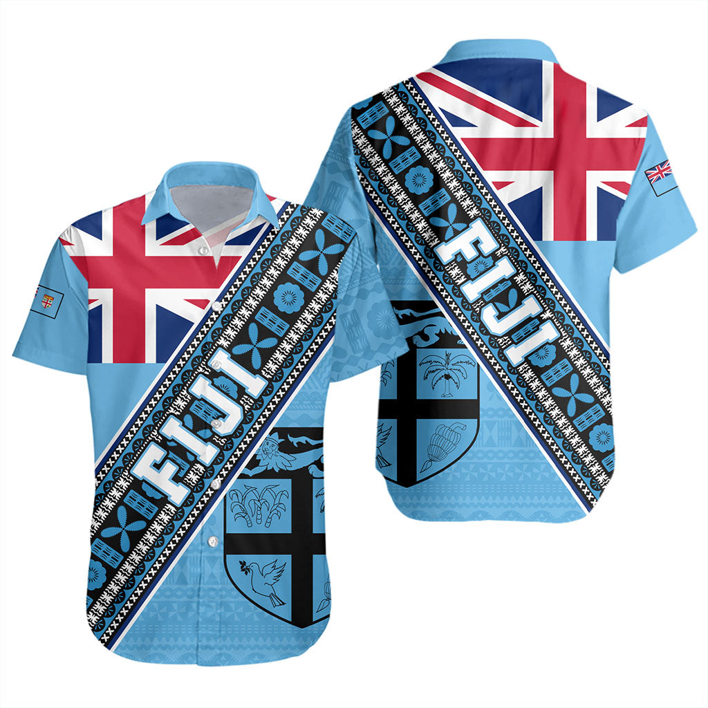 Fiji Short Sleeve Shirt Flag And Coat Of Arms