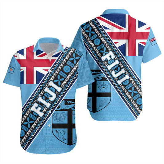 Fiji Short Sleeve Shirt Flag And Coat Of Arms