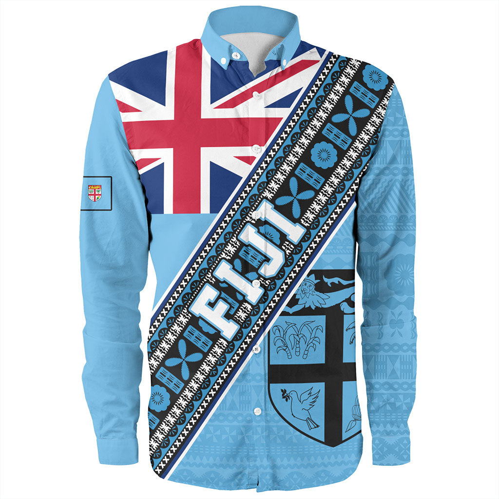 Fiji Long Sleeve Shirt Flag And Coat Of Arms