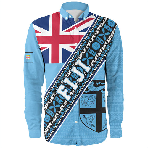 Fiji Long Sleeve Shirt Flag And Coat Of Arms