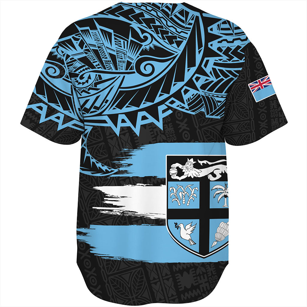 Fiji Baseball Shirt Tribal Melanesia Grunge Flag