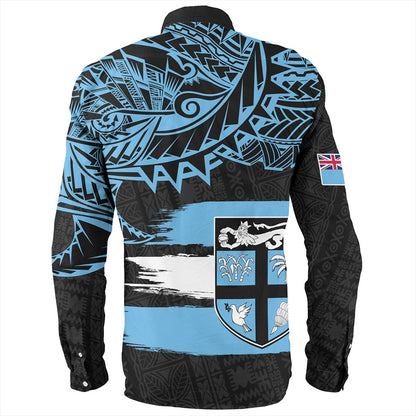 Fiji Long Sleeve Shirt Tribal Melanesia Grunge Flag