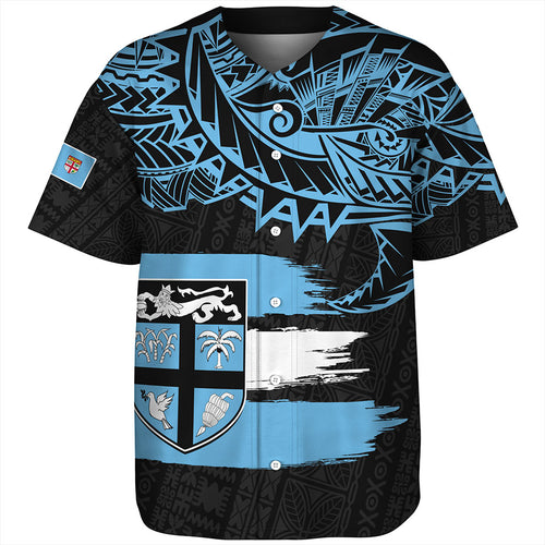 Fiji Baseball Shirt Tribal Melanesia Grunge Flag