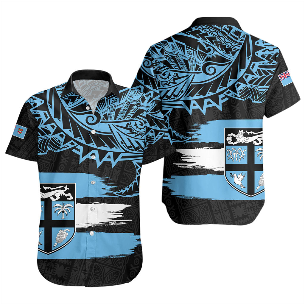 Fiji Short Sleeve Shirt Tribal Melanesia Grunge Flag