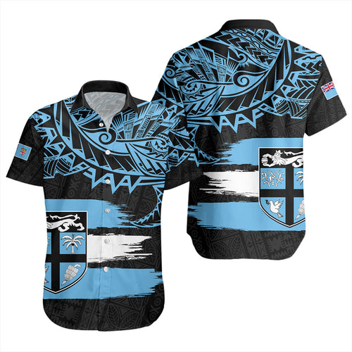 Fiji Short Sleeve Shirt Tribal Melanesia Grunge Flag