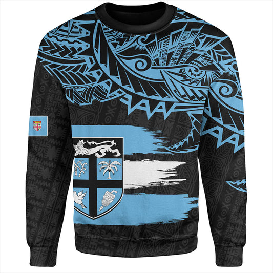 Fiji Sweatshirt Tribal Melanesia Grunge Flag
